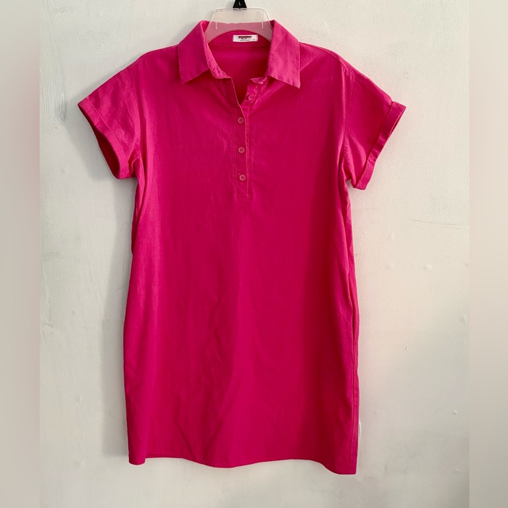 Easy Summer 100% Cotton Shirt Dress Button Up Pockets Vacation Closet Staple Sm